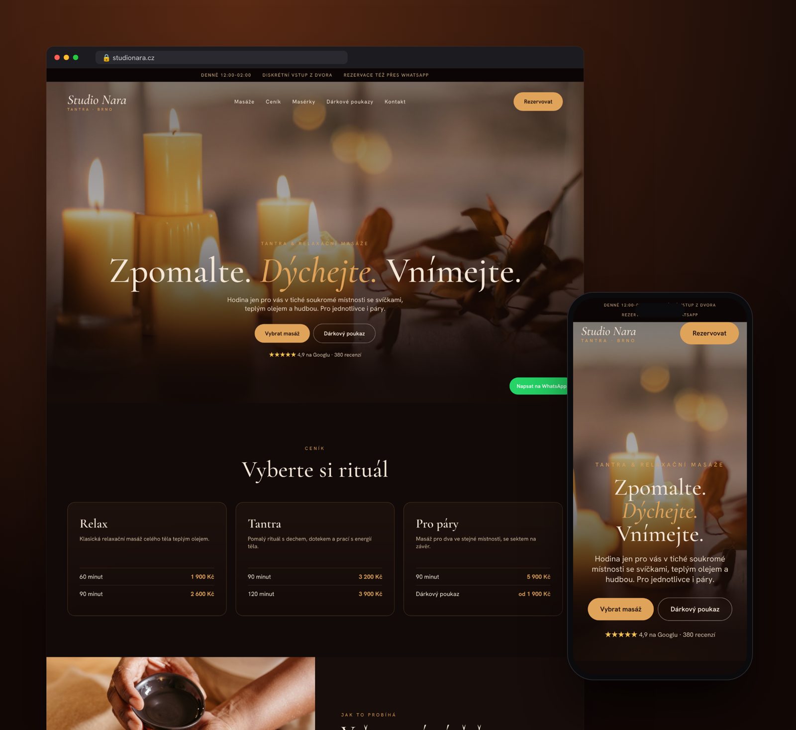 Ukázkový web tantra masážního salonu